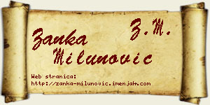 Žanka Milunović vizit kartica